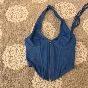 NWOT urban outfitters Blue Halter Zip-Up Top
